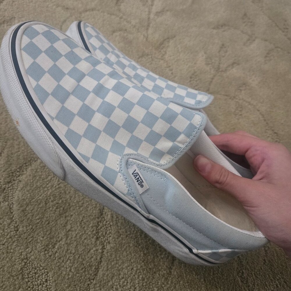 Sky blue checkered vans